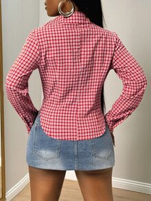 BamGleam Women's Plaid Casual Versatile Daily Long Sleeve Shirt - Multicolor - View 2