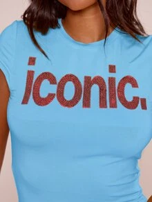 MUSERA 亮片裝飾圖案嬰兒短版T恤 黃色「Iconic」 - 藍色 - 查看 2