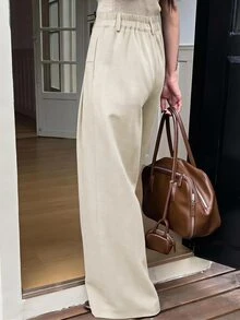 DAZY Women's Solid Color Casual Versatile Daily Travel Long Pants - Beige - View 2