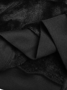 SHEIN 青少年女孩秋冬保暖內裡加厚兩件套 長袖拉鍊連帽外套 + 寬腿運動長褲 休閒套裝，適合日常穿著、居家、街頭，舒適 - 黑色 - 查看 9