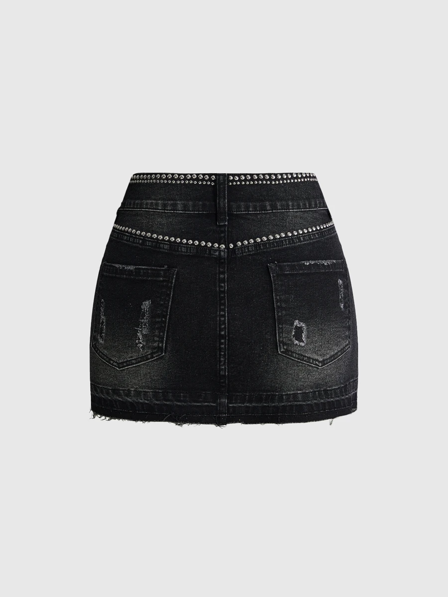 ROMWE Women's Y2K Party Hot Girl Sequin Black Denim Skirt - Black - View 1