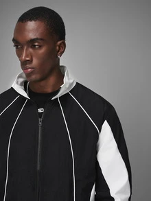 STYNVO Men's Colorblock Casual Daily Long Sleeve Jacket - Black - View 4