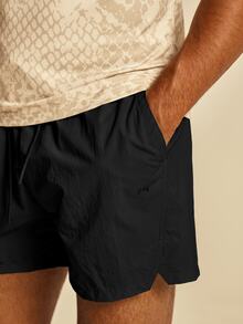 Musero Sport 輕量聚酯健身短褲 後方拉鍊口袋 春夏必備 健身運動服 - 黑色 - 查看 6