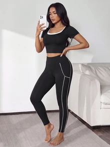 Slayform Slayform Women's High Waist Daily Gym Pilates Fitness Bodycon Cool Essential Low Rise Sports Leggings White And Black Summer - Black and White - View 2