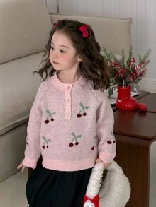 DAZY Infant/Toddler (Girl) Round Neck Colorblock Casual Long Sleeve Autumn/Winter Sweater - Pink - View 7