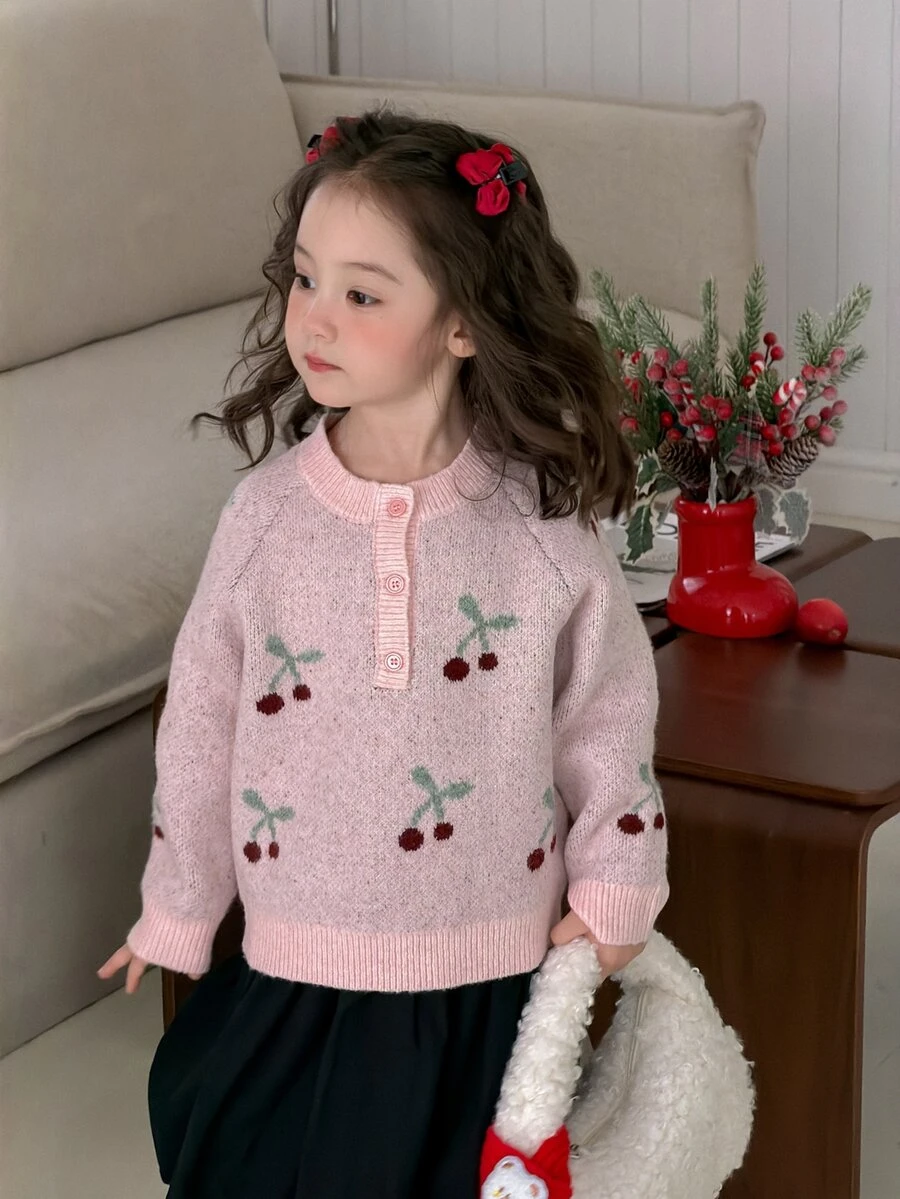 DAZY Infant/Toddler (Girl) Round Neck Colorblock Casual Long Sleeve Autumn/Winter Sweater - Pink - View 1
