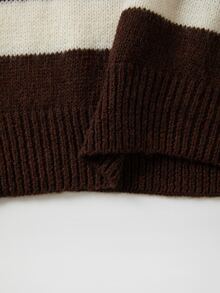 SHEIN Fall Casual Striped Knit Top, Round Neck Drop Shoulder Half‑Sleeve Loose Women Pullover - Multicolor - View 5