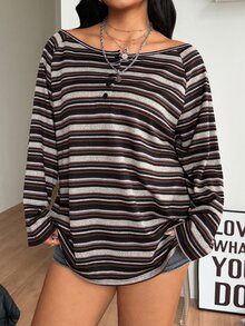 Coolane Women's Plus Size Spring/Summer Goth Grunge Y2K Cupid Graphics Comfortable Asymmetrical Neck Knit Fall - Multicolor - View 5