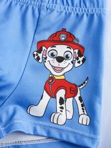 SHEIN | PAW Patrol طقم تانك توب وشورتات بطباعة كرتونية وحروف للأولاد الصغار - ازرق ضبابي - مشاهدة 9