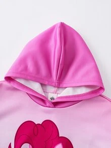 My Little Pony X SHEIN كنزة رياضية بأكمام طويلة مطبوعة بنمط كرتوني لطيف للفتيات الصغيرات - وردي - مشاهدة 3