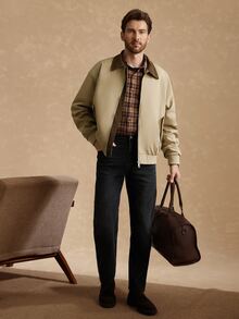 Core Aspect 1pc Men's Light Business Style Jacket, Colorblock Collar Design, Versatile For Commuting, Fashionable And Comfortable, Boyfriend Gift, Husband Gift, Anniversary Gift - Khaki - View 3