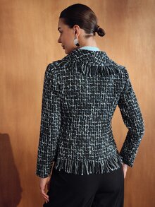 MOTF PREMIUM Mantel Wanita Motif Kotak-kotak Kasual Serbaguna untuk Pemakaian Sehari-hari - Hitam - View 4