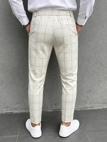 Manfinity Bizformal 男士格紋直筒寬鬆休閒工作褲附口袋，男士格紋正式長褲，適合儀式場合 - 彩色 - 查看 2