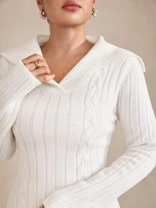 Graceveil Women's Solid Color Casual Everyday Knit Dress - White - View 7