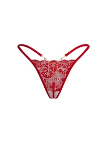 AltBold 3pcs/Set Lace Trim Chain Back Low Waist Women's Thong - Multicolor - View 8