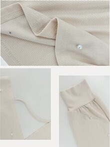 SHEIN LUNE Plus Size Minimalist Elegant Mesh Patchwork Slit Women's Dress - Apricot - View 5