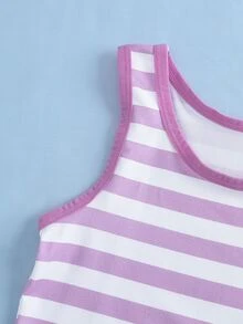 SHEIN | PAW Patrol Young Girl Cartoon Print Striped Top And Hipster Panties Underwear Set - Pink - View 6