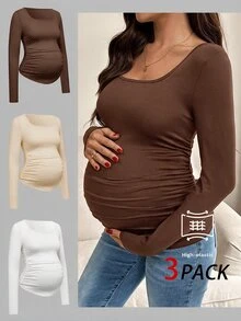 SHEIN 3PCS Maternity T-Shirts - Multicolor - View 1