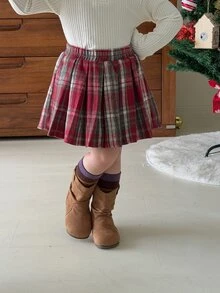 DAZY Infant/Toddler (Girl) Plaid Spring/Autumn Korean Style Bottoms - Red - View 10
