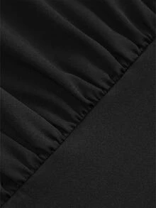 Cravure Plus Size Women's Autumn/Winter Square Neck Loose Top Fitted Bottom Lace Patchwork Elegant Party Dress - Black - View 7