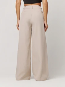 Musera Petite Stone Loose Fit Tailored Pants Fall Autumn Winter Back To School Daily Everyday - Beige - View 4