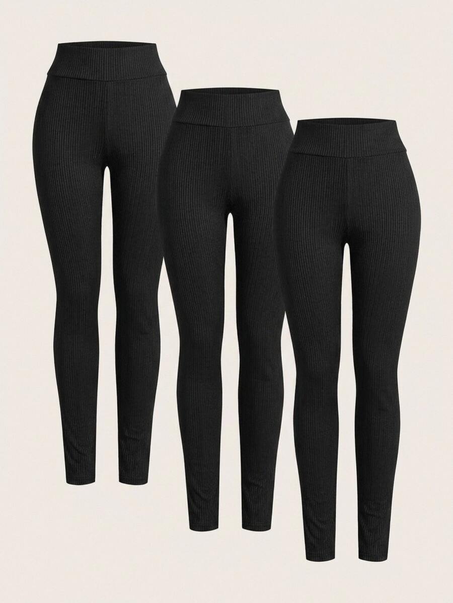 3PCS Tween Girls Leggings - Black - View 1