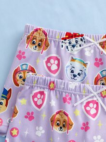 SHEIN | PAW Patrol Young Girl Cartoon Print Camisole Top And Shorts Underwear 2 Pieces Set - Purple - View 7