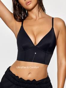 SHAPORA 1pc Women's Simple Basic Skin-Friendly Adjustable Strap Top - Black - View 7