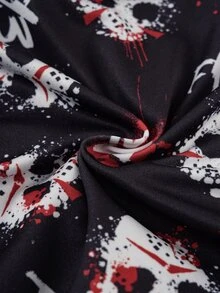 WB Horror X SHEIN Men's Printed Casual Lounge Boxer Shorts - Black - View 7