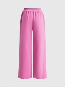 ROMWE Street Life Streetwear Pink Loose Spider Web Rhinestone Sweatshirt And Long Pants For Women - Pink - View 2