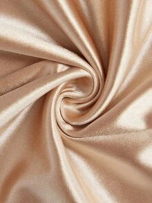 BamGleam Champagne Satin Draped Neck Cowl Neck Set For Women, Asymmetrical Lace Trim Top And Cuffed Lantern Pants 2 Pieces Set - Champagne - View 7