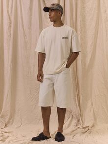 Musero Oversized Back Graphic "FULL THROTTLE SOCIETY"Crew Neck Tshirt Spring Summer Essentials - Beige - View 5