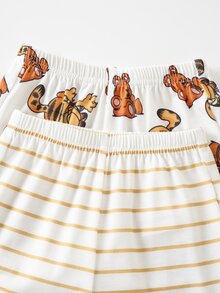 GARFIELD | SHEIN Baby Boy Letter Cartoon Print Short Sleeve T-Shirt And Shorts Casual Daily Outfit - Multicolor - View 8