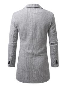 Manfinity Bizformal Men's Casual Solid Color Long Sleeve Overcoat, Suitable For Autumn/Winter Ceremony ... - Grey - View 2