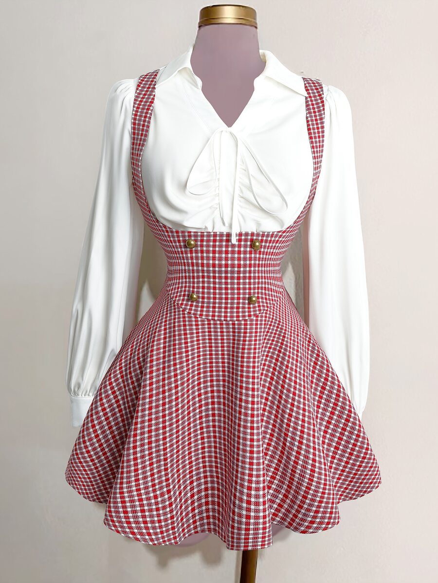 Sunspun Plus Size Women's Plaid 2 In 1 Patchwork Fashion Summer Dress - Multicolor - View 1
