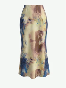SHEIN Clasi 女款純色立領百褶上衣與魚尾裙優雅兩件套 - 彩色 - 查看 5