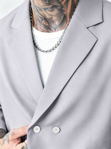 SLATEMANN 男士純色休閒百搭日常短袖襯衫 - 淺灰色 - 查看 4