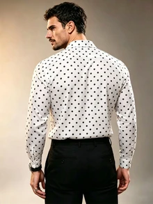 ZURIURI Men's French Vintage Polka Dot Elegant Gentleman Shirt - Multicolor - View 2