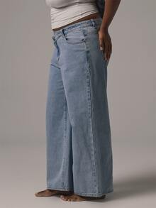 MUSERA Jeans Denim Biru dengan Detail Pinggang Silang dan Potongan Pinggang Sedang, Jeans Kasual Keren, Dasar untuk Musim Gugur dan Musim Dingin. - Biru - View 4