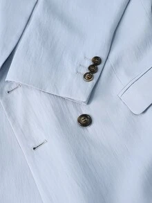 Manfinity Bizformal Setelan Jas Pria Elegan Lengan Panjang Berkancing dan Celana Panjang dengan Saku - Baby Blue - View 7