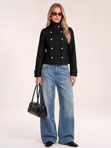 Avantive Women's Solid Color Casual Versatile Daily Long Sleeve Jacket - Black - View 6