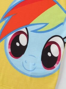 My Little Pony X SHEIN Men's Letter & Heart Print Short Sleeve Casual T-Shirt G4 - Yellow - View 5