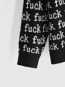 ROMWE Hippie Plus Size Fashion Jacquard Contrast Color Long Sleeve Pullover Sweater - Black - View 4