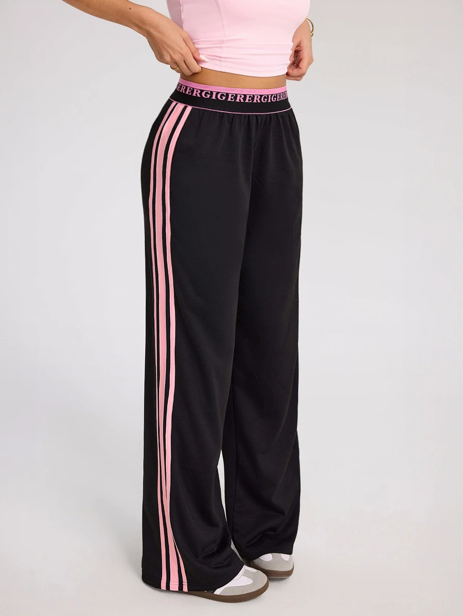 Dewbera Dewbera Women's Colorblock Casual Daily Travel Sports Long Pants - Black - View 1