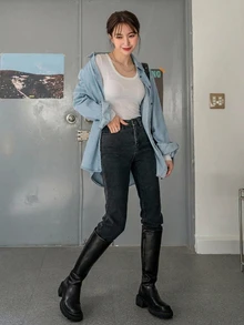 DAZY 女款純色圓領長袖休閒百搭T恤 - 白色 - 查看 8
