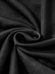 SHEIN Summer New Vintage Lapel Bohemian Contrast Mesh Casual Fashion Maxi Dress - Black - View 5