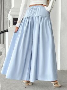 Pariaura New Loose Drape Slimming Casual Versatile Elastic Drawstring Design Slouchy High Waist Wide Leg Pants - Baby Blue - View 2