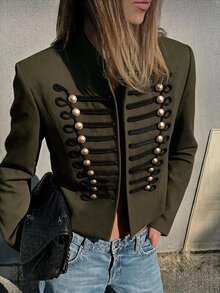 Briarwyn Women's Colorblock Casual Versatile Daily Wear Long Sleeve Jacket - Army Green - View 3