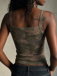 Livesso 修身性感女款背心，適合約會與外出 - 軍綠色 - 查看 2