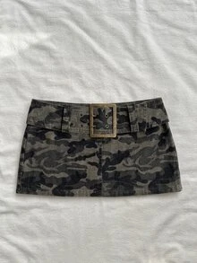 Attitoon 女款休閒復古超低腰迷你裙，迷彩布料，100%純棉，Y2K穿搭，秋季服飾，適合日常通勤、派對、夏季、聖誕節、新年、感恩節、婚禮、海灘、外出、約會、情人節，優雅度假風 - 彩色 - 查看 6